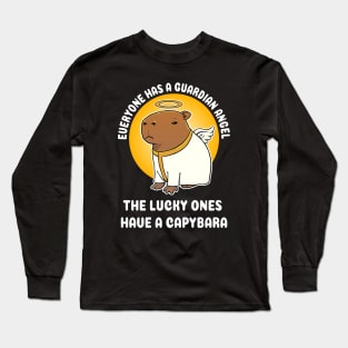 Everyone has a guardian angel the lucky ones have a Capbara Cartoon Long Sleeve T-Shirt